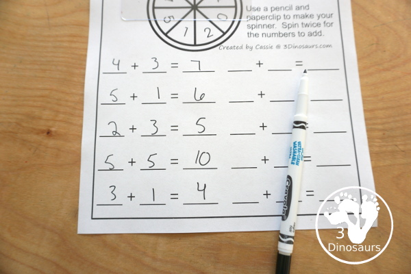 Free Bat Spinning Addition- Easy No-Prep Printable - 3 levels of addition with single digit, double digit and triple digit for kids to work on addition with and without regrouping - 3Dinosaurs.com - 3Dinosaurs.com