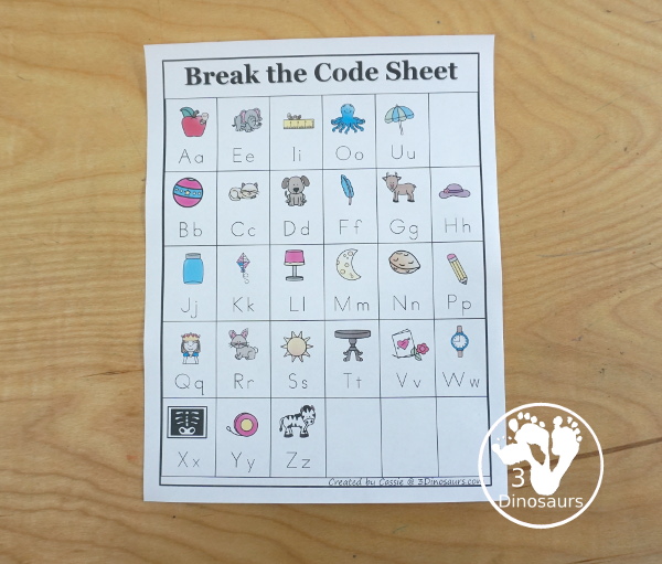 Free Candy Break the Code CVC Word Cards - 12 words to decode with matching picture and recording sheet - a fun set of printables to work on sounds of letters - 3Dinosaurs.com