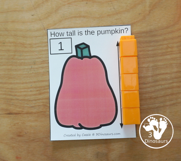 Free Measure the Pumpkin Printable - with 6 fun pumpkins to measure and recording sheet - 3Dinosaurs.com