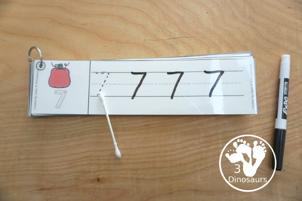 Free Pumpkin Number Tracing Strips - with numbers 1 to 20 with tracing the number and an example of how to write the number - 3Dinosaurs.com