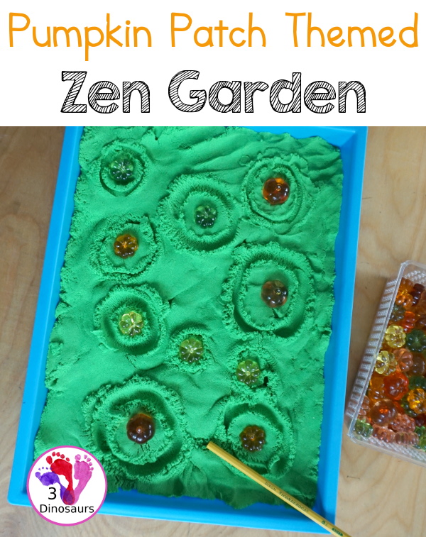 Pumpkin Patch Zen Garden - an easy calm down sensory activity for kids to do during the fall. - 3Dinosaurs.com