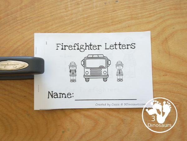 Free Firefighter ABC Easy Reader Book - with tracing lowercase letters and  7 firefighter themes in the book for kids to use in kindergarten and prek and how to make the book  - 3Dinosaurs.com