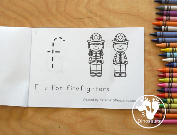 Free Firefighter ABC Easy Reader Book - with tracing lowercase letters and  7 firefighter themes in the book for kids to use in kindergarten and prek  - 3Dinosaurs.com