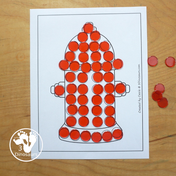 Free Fire Hydrant Fine Motor Mats - you have two templates, one tracing page and one dot marker page. These are great for fire safety week or a community help theme for firefighters. - 3Dinosaurs.com