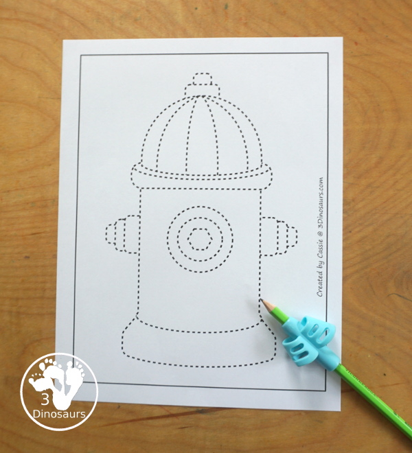 Free Fire Hydrant Fine Motor Mats - you have two templates, one tracing page and one dot marker page. These are great for fire safety week or a community help theme for firefighters. - 3Dinosaurs.com