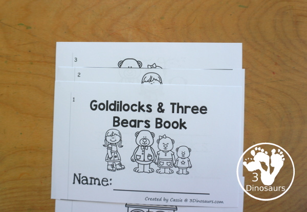 Free Goldilocks & The Three Bears Easy Reader Book with Tracing has a fun 8 page book with different words from the story for kids to trace the word and then read the sentence for the word. A super simple easy reader book for kids. - 3Dinosaurs.com