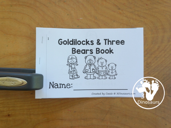 Free Goldilocks & The Three Bears Easy Reader Book with Tracing has a fun 8 page book with different words from the story for kids to trace the word and then read the sentence for the word. A super simple easy reader book for kids. - 3Dinosaurs.com