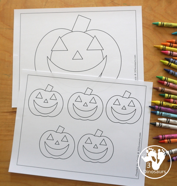 Free Jack-O-Lantern Fine Motor Mats - you have three jack-o-lantern templates, three jack-o-lantern tracing printables and one jack-o-lantern q-tip fine motor mat. A fun fine motor set for Halloween - 3Dinosaurs.com