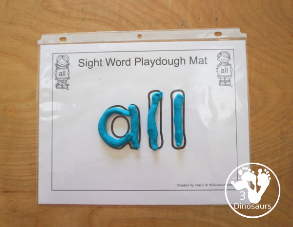 Free Romping & Roaring Primer Sight Words: All, Am, Are, At - you have 6 pages for each sight word that work on learning the sight word in different ways with reading, writing, and finding. 3Dinosaurs.com