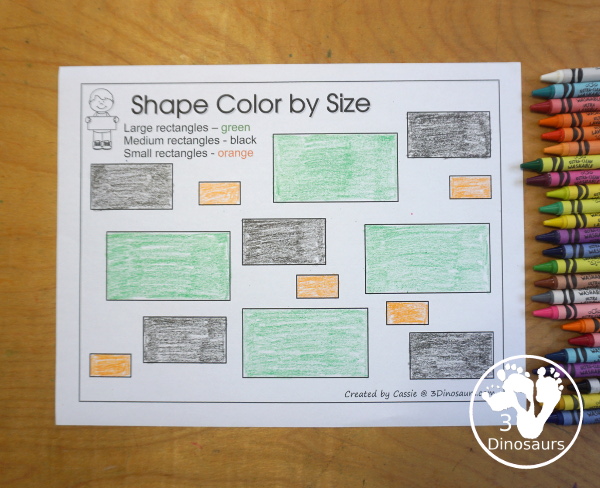 Free Romping & Roaring Rectangle Pack - a free 10 page shape pack for kids to use to learn their shape with tracing, coloring, dot markers and more. - 3Dinosaurs.com