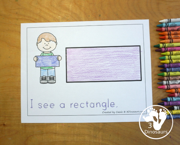 Free Romping & Roaring Rectangle Pack - a free 10 page shape pack for kids to use to learn their shape with tracing, coloring, dot markers and more. - 3Dinosaurs.com