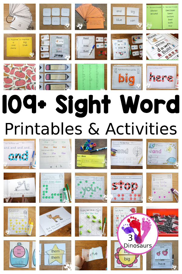 Sight Word Activities & Printables on 3Dinosaurs.com