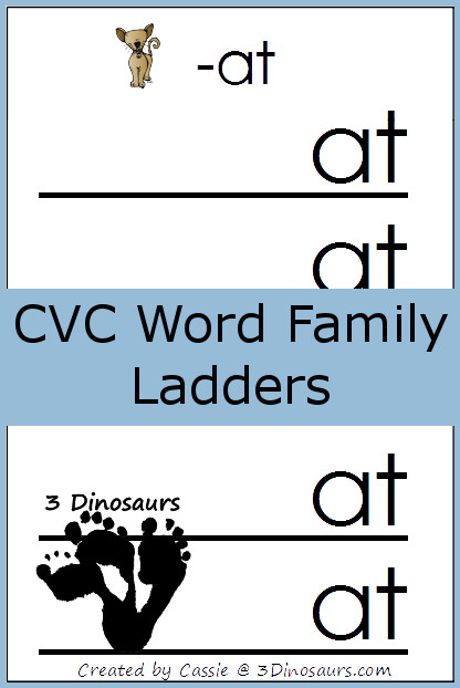 Free CVC Word Family Ladder Printables - 3Dinosaurs.com