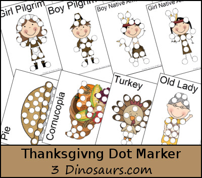 Thanksgiving Pack Extra: Dot Markers - 3Dinosaurs.com