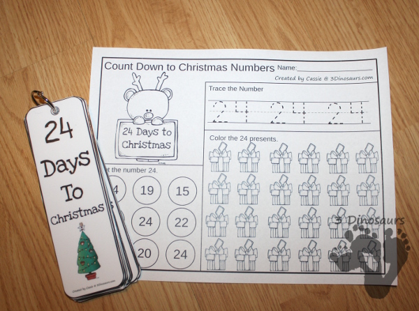 Countdown To Christmas Bookmarks {Free} 4 choices Angles, Christmas Trees, Santa or Baby Jesus - 3Dinosaurs.com