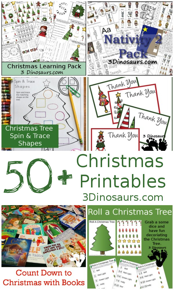 Christmas Printables from  3Dinosaurs.com