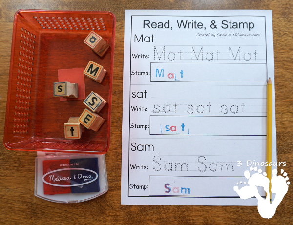 Early Reading Printables BOB Books Printables: Set 1 Book 1 Mat & 2 Sam - with 5 fun activities for kids to use with books working on CVC and first sight words - 3Dinosaurs.com