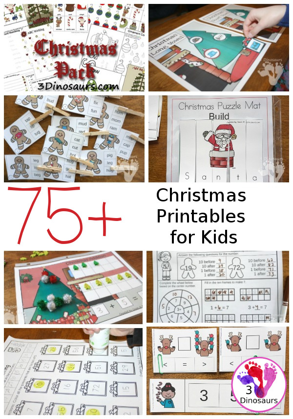 Christmas Printables on 3 Dinosaurs