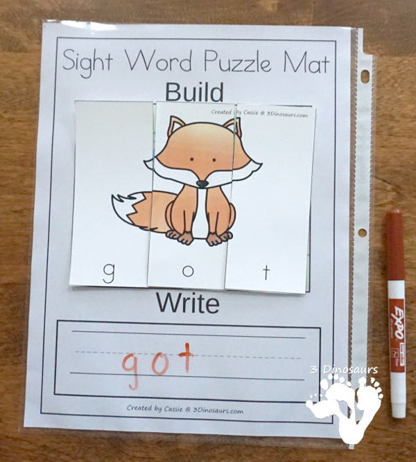 Forest Themed Sight Word Activities - Puzzles, cards, tracing strips, writing strips and find - using the Dolch Sight Word lists - These are a great way to work on spelling, writing, reading and more - 3Dinosaurs.com