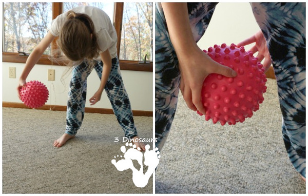 Easy To Do Gross Motor Ball Movements - 4 fun movements that get kids moving while using a ball - 3Dinosaurs.com