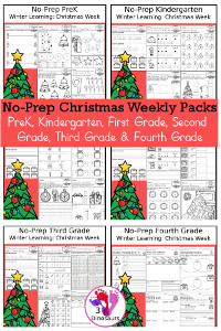 Christmas No-Prep Themed Weekly Packs