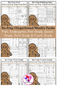 No-Prep Gingerbread Weekly Packs