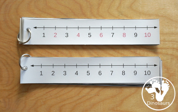 Free Printable Number Line Bookmarks - with number lines from 1 to 100 with two options for printing. You have black and white and an even and odd versions - 3Dinosaurs.com