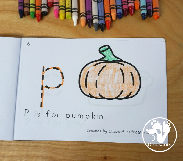 Free Thanksgiving Themed ABC Easy Reader Book - the book works on lowercase letters with Thanksgiving themes in a 12 page book - 3Dinosaurs.com
