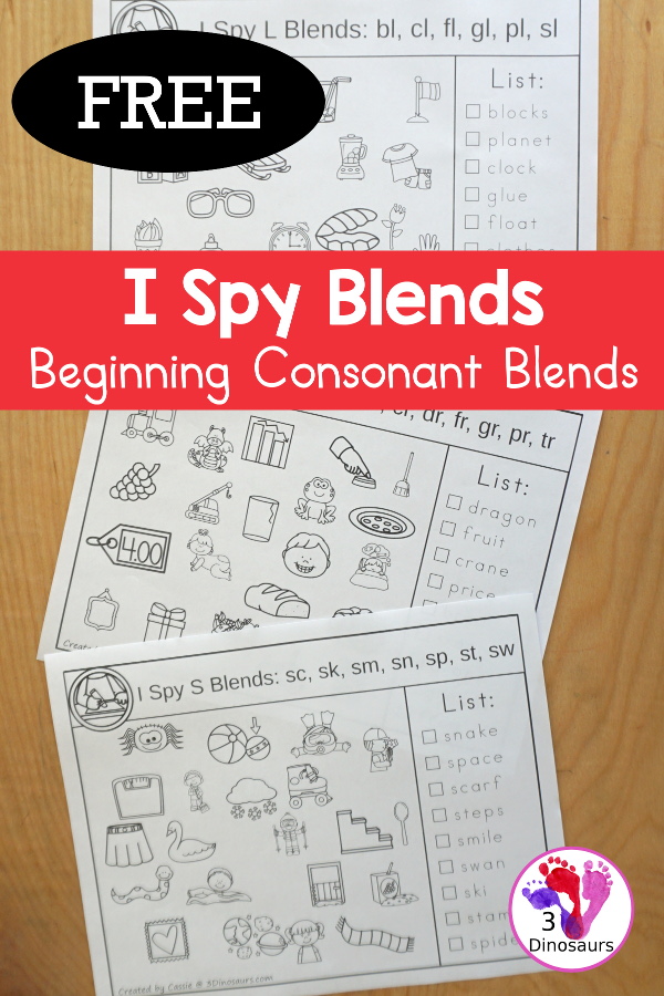 Free I Spy Beginning Blends Printable: L Blends, S Blends, R Blends