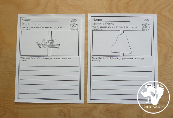 Titanic Writing & Acrostic Poems with  - with three themed writing activities for the Titanic, iceberg and the captain - 3Dinosaurs.com