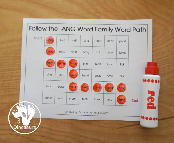 Free CVCC Word Family Word Path: -ANG, -ING, -ONG, - UNG you follow the word ending and read the CVCC words as you go through the word path. - 3Dinosaurs.com