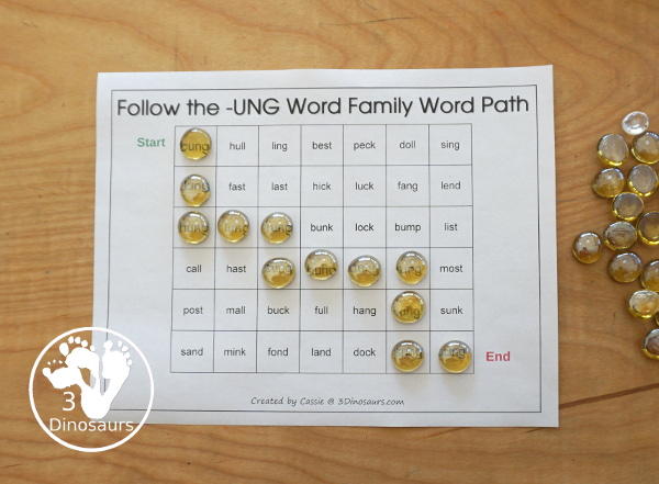 Free CVCC Word Family Word Path: -ANG, -ING, -ONG, - UNG you follow the word ending and read the CVCC words as you go through the word path. - 3Dinosaurs.com