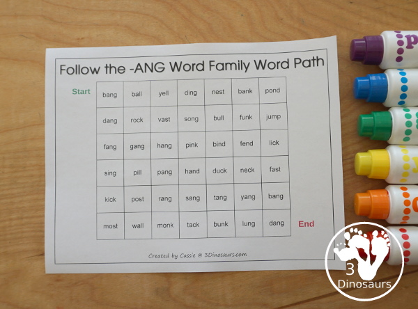 Free CVCC Word Family Word Path: -ANG, -ING, -ONG, - UNG you follow the word ending and read the CVCC words as you go through the word path. - 3Dinosaurs.com