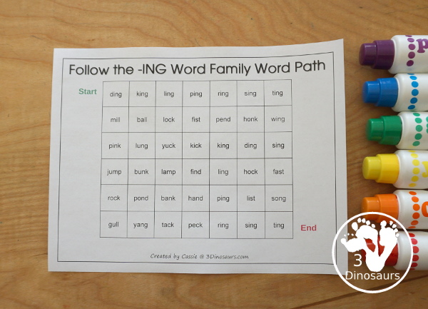 Free CVCC Word Family Word Path: -ANG, -ING, -ONG, - UNG you follow the word ending and read the CVCC words as you go through the word path. - 3Dinosaurs.com