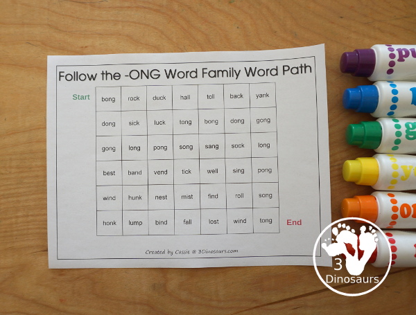 Free CVCC Word Family Word Path: -ANG, -ING, -ONG, - UNG you follow the word ending and read the CVCC words as you go through the word path. - 3Dinosaurs.com