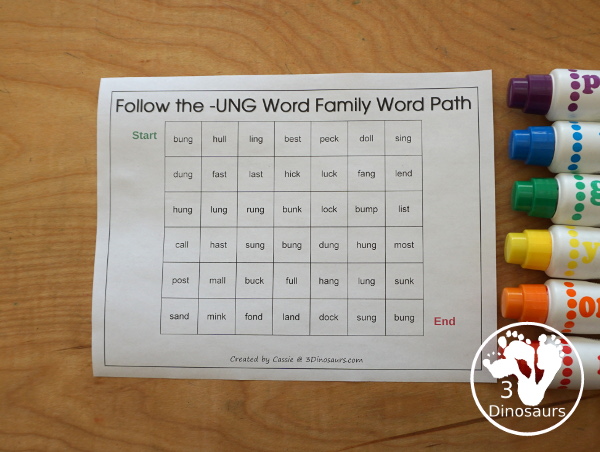 Free CVCC Word Family Word Path: -ANG, -ING, -ONG, - UNG you follow the word ending and read the CVCC words as you go through the word path. - 3Dinosaurs.com