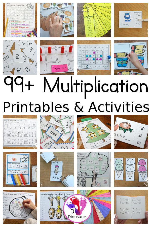 Multiplication Activities & Printables on 3Dinosaurs.com