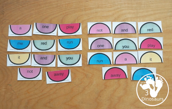 Free Preprimer Sight Word Gumball Puzzles with Match & Tracing - you have all 40 Dolch Preprimer sight words with two piece matching puzzles and candy jars for matching the sight words. - 3Dinosaurs.com