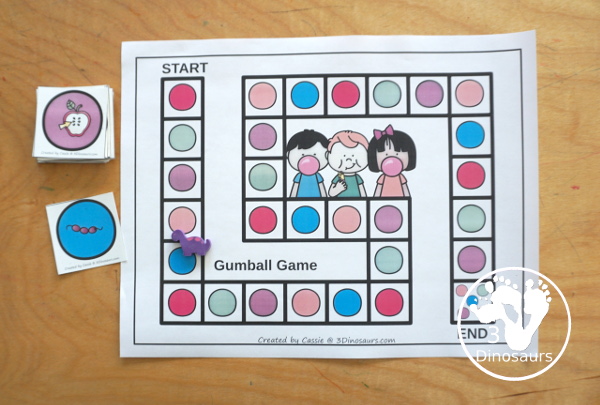 Free Candy Jar Vowel Team Game: AI, AY, EA, EE, & EI - with gameboard, gumball cards with vowel team word pictures, vowel team sorting mats and vowel team recording worksheet to go with sorting and game. - 3Dinosaurs.com