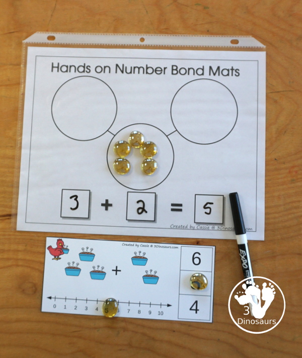 Free Little Red Hen Addition Clip Card Printables: Addition 1 to 10 - with addition with loaves of bread and clip the answers on the side with a number line below to help with the addition. - 3Dinosaurs.com