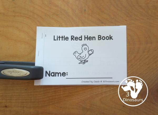 Free Little Red Hen Easy Reader Book with Tracing - how to make the easy reader book with three simple steps. - 3Dinosaurs.com