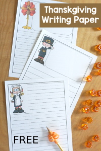 Free Thanksgiving Writing Paper: Turkey & Pilgrims