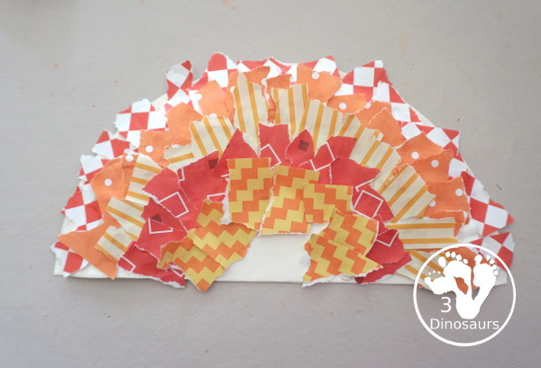 Torn Paper Turkey Craft For Thanksgiving - a fun torn paper craft you can make with kids. It is simple and easy to make - 3Dinosaurs.com