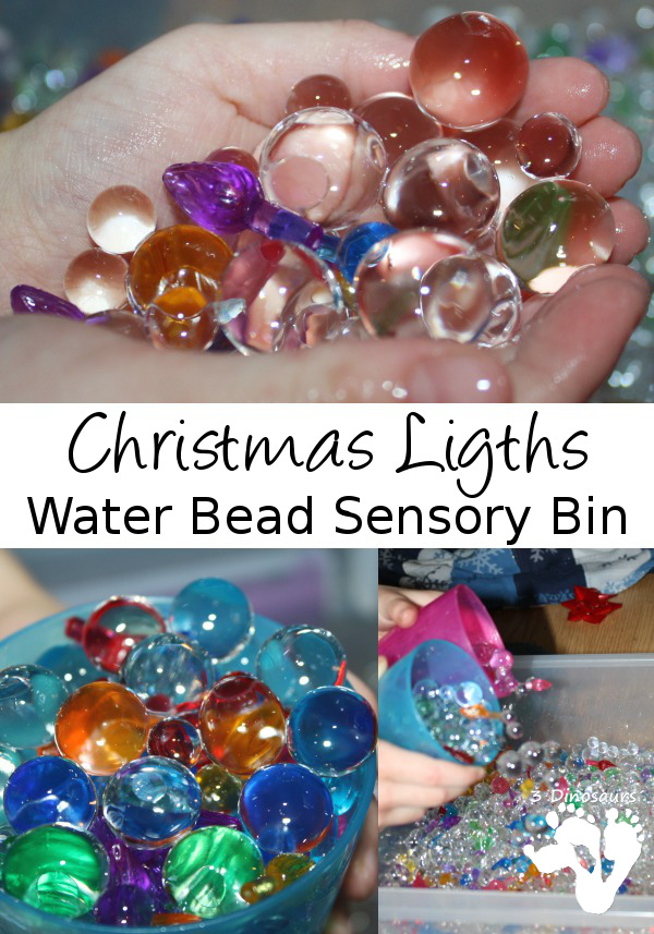 Christmas Lights Water Bead Sensory Bin - 3Dinosaurs.com