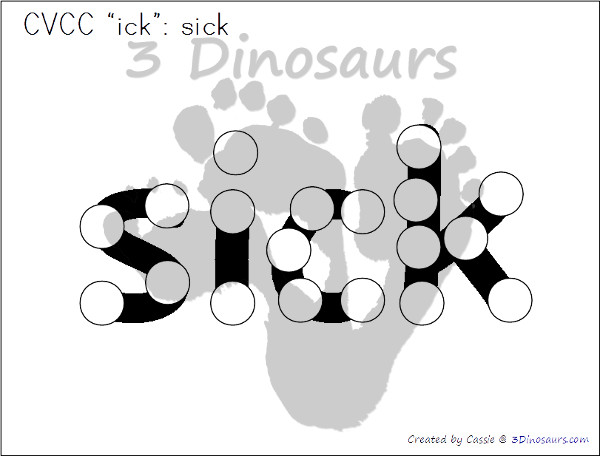 Free CVCC Word Family Dot Marker: -ACK, -ECK, -ICK, -OCK, -UCK - 3Dinosaurs.com