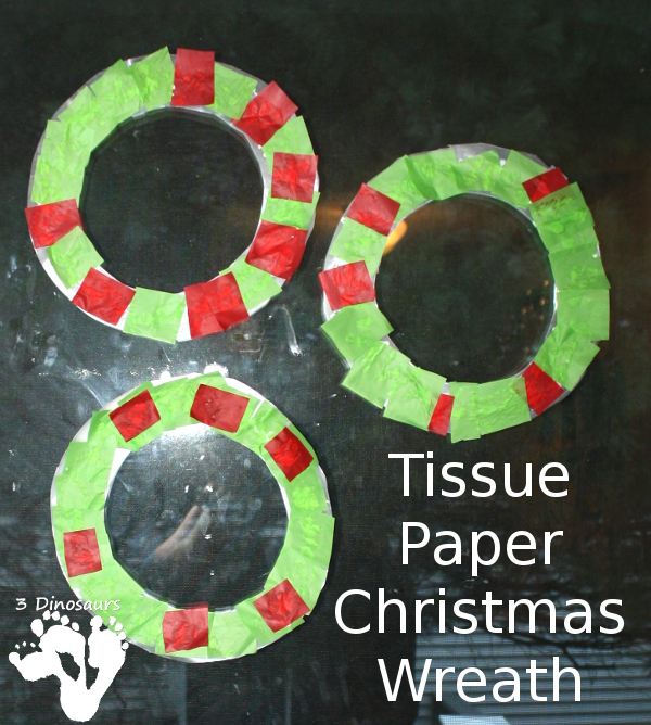 Tissue Paper Christmas Wreath - 3Dinosaurs.com