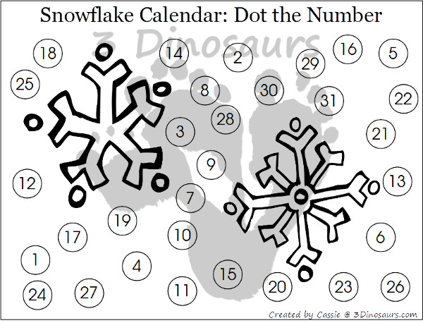 Free 2015 Winter Calendar Printable - 3Dinosaurs.com