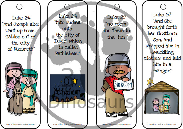 Free Nativity Themed Bookmarks - 8 different ones to pick from with matching scriptures - 3Dinosaurs.com