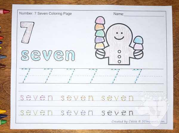 No-Prep Christmas Themed Number Color and Trace - easy no-prep printables with 3 fun themes: Christmas, gingerbread and reindeer theme. Each has 44 pages with two options for the numbers tracing or writing $ - 3Dinosaurs.com #noprepprintable #christmasprintables #numbersforkids