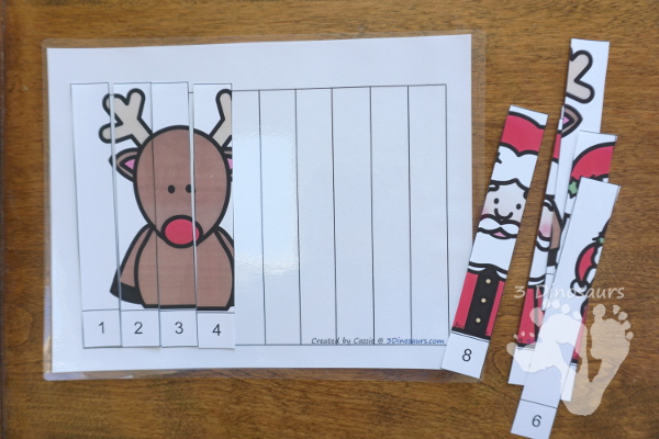 Christmas Themed Number Set 1 to 10 - with clip cards, puzzles, no-prep worksheets, easy reader books, playdough mats and more $ - 3Dinosaurs.com #printablesforkids #Christmas #christmasprintables #tpt #teacherspayteachers